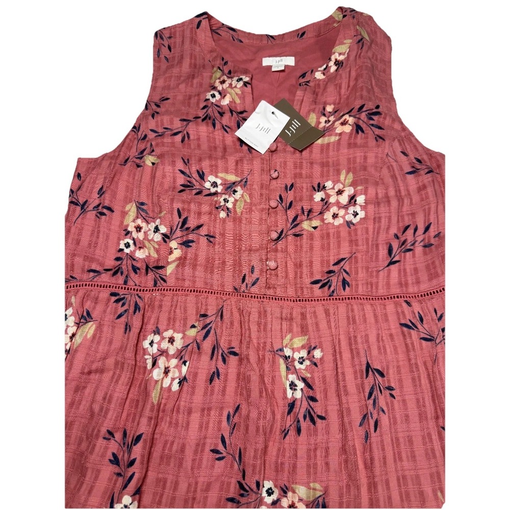 J.Jill Pink‎ Sand Floral Sleeveless Midi Dress Small NWT $139 Rayon Lined